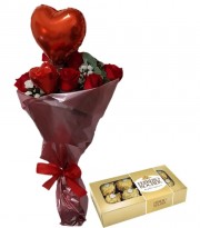 Buque dia namorados com Ferrero Rocher e Balão Coração